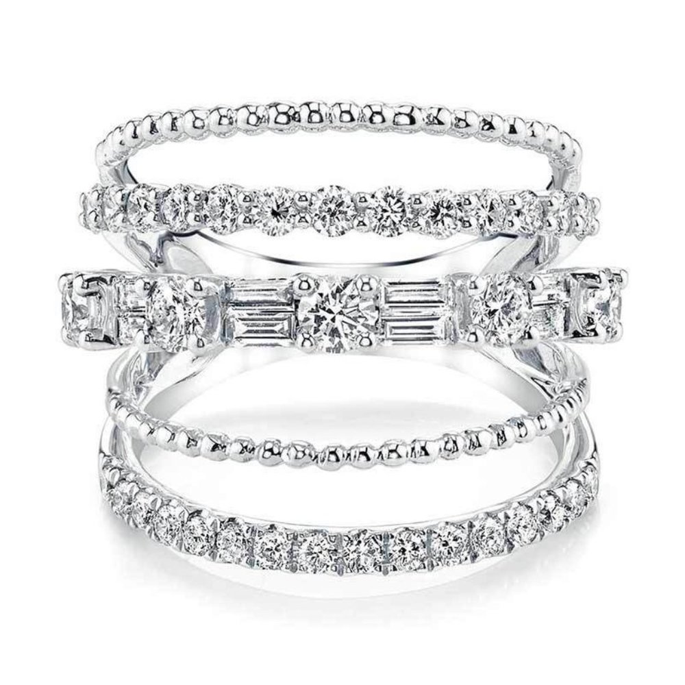 NEW 925 Sterling Silver Diamond Multi Band Ring J - Picture 5 of 5
